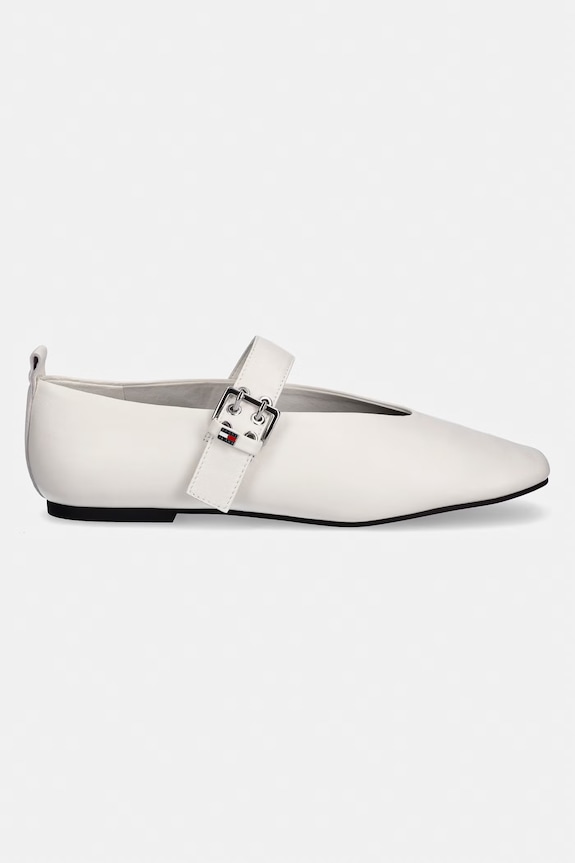 Tommy Jeans balerini din piele TJW BALLERINA BUCKLE EN0EN03019 bej SS26