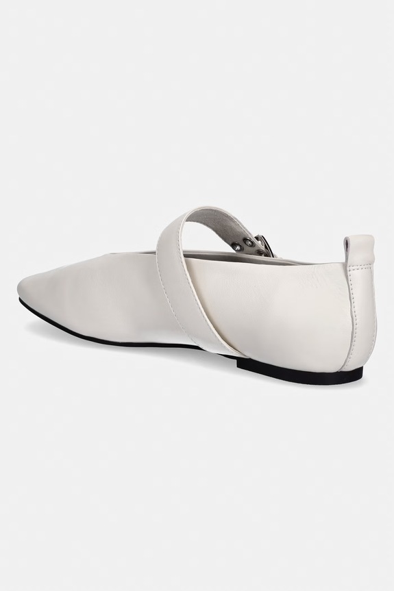 Încălțăminte Tommy Jeans balerini din piele TJW BALLERINA BUCKLE EN0EN03019 bej