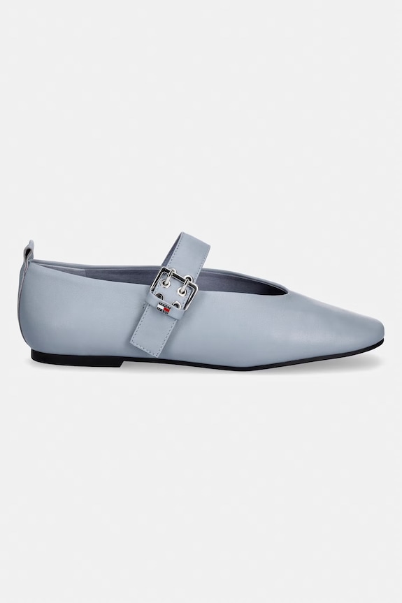 Tommy Jeans balerini din piele TJW BALLERINA BUCKLE EN0EN03019 albastru SS26