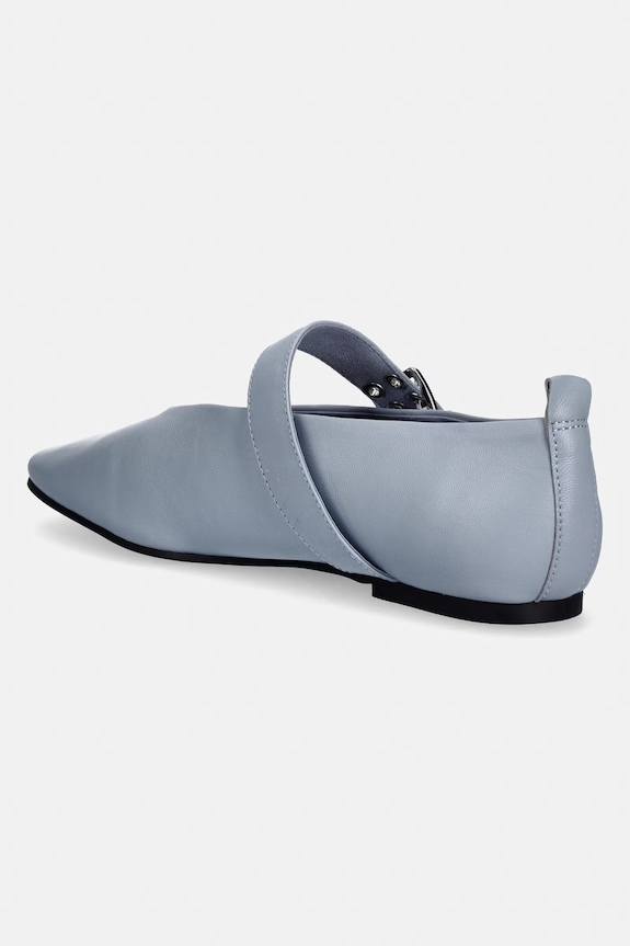 Încălțăminte Tommy Jeans balerini din piele TJW BALLERINA BUCKLE EN0EN03019 albastru