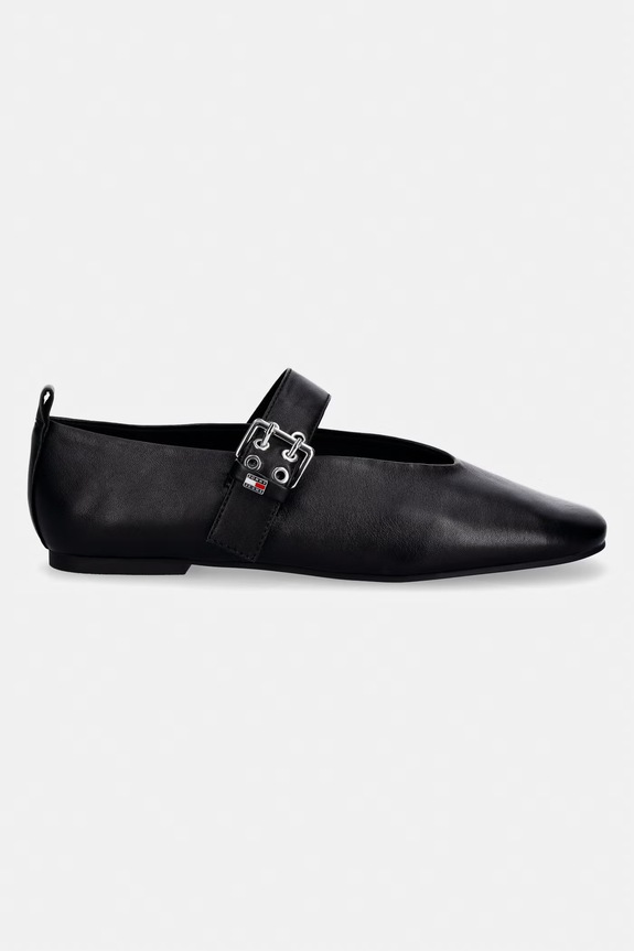 Tommy Jeans balerini din piele TJW BALLERINA BUCKLE EN0EN03019 negru SS26