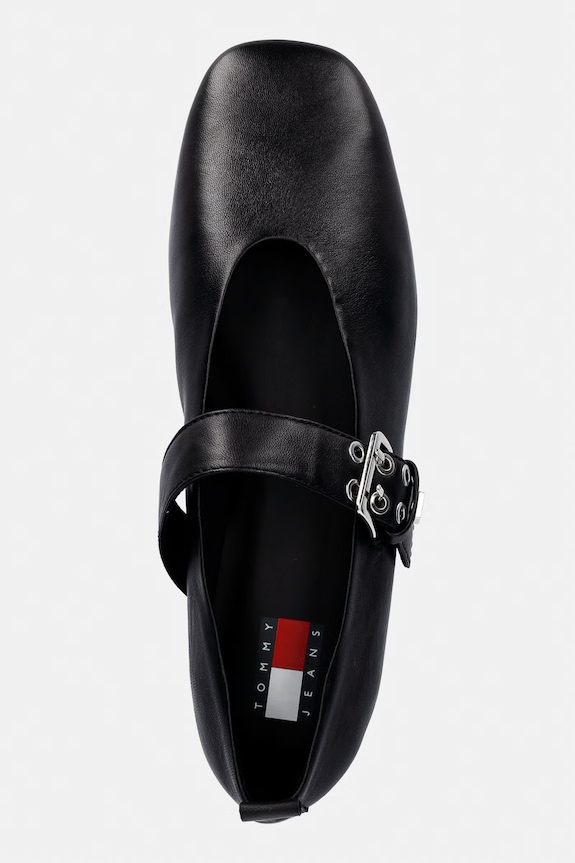 Tommy Jeans balerini din piele TJW BALLERINA BUCKLE negru EN0EN03019