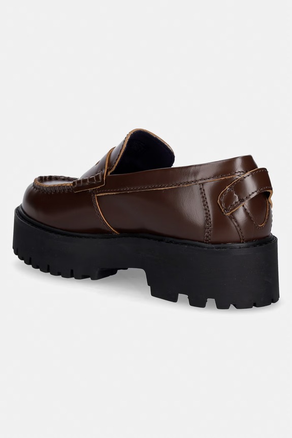 Scarpe Tommy Jeans mocassini da donna in pelle ARCHIVE '01 LEATHER LOAFER EN0EN03022 marrone
