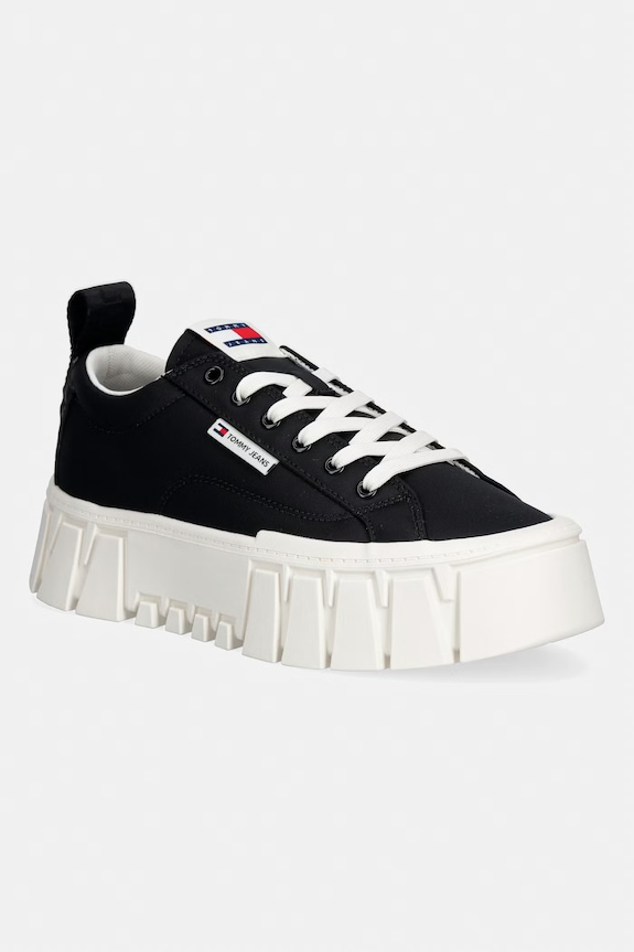 Dámske tenisky Tommy Jeans TJW FLATFORM CHUNKY SNEAKER čierna EN0EN03036
