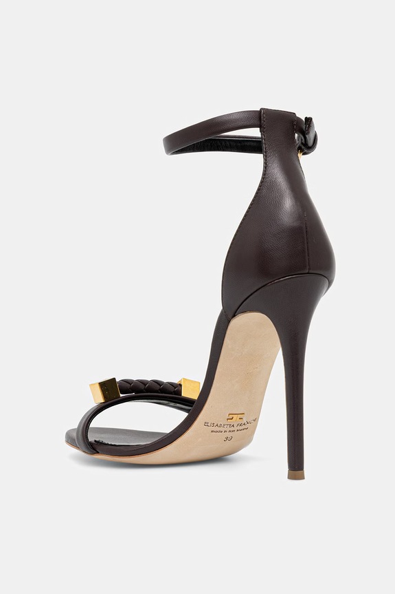 Παπούτσια Δερμάτινα πέδιλα Elisabetta Franchi SA12L61E2.644 καφέ