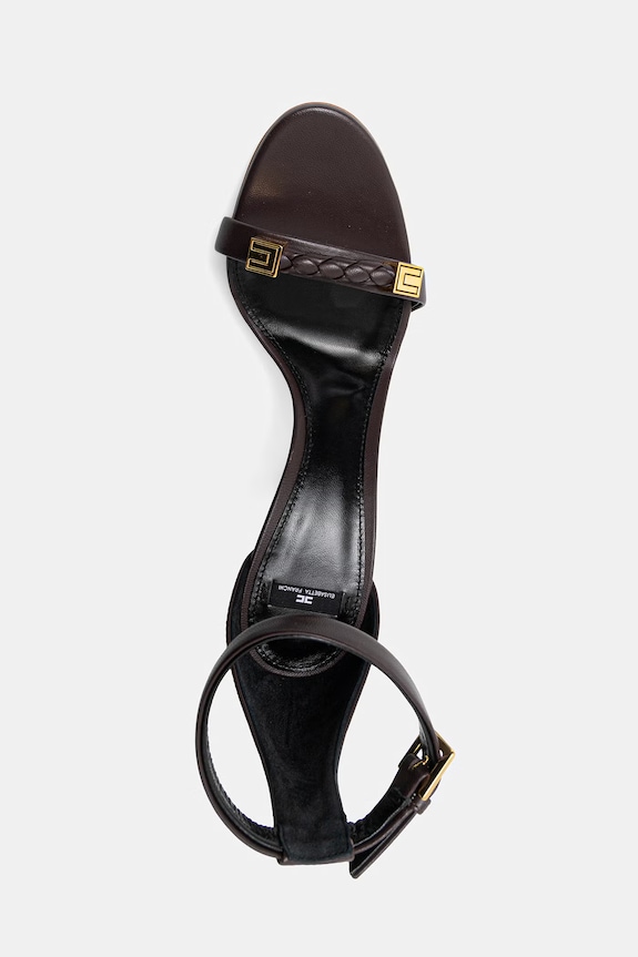 Δερμάτινα πέδιλα Elisabetta Franchi καφέ SA12L61E2.644