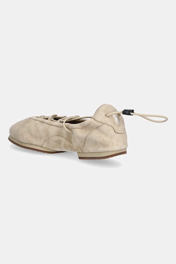 Încălțăminte Polo Ralph Lauren balerini din piele întoarsă Ballerina Lace Up 804P04927001.260 bej