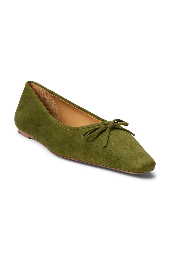 Polo Ralph Lauren ballerine in pelle scamosciata Pnt Ballet Flat 818P05446001.300 verde SS26