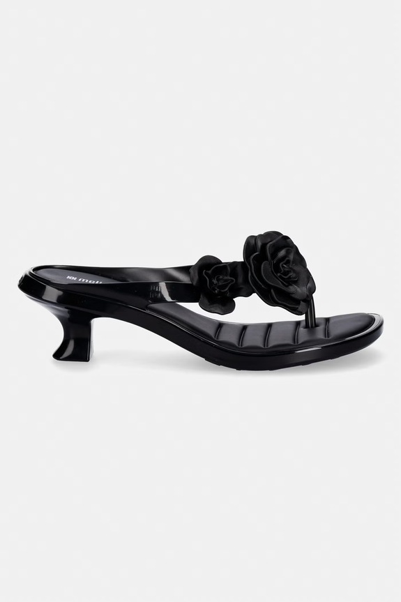 Melissa șlapi MELISSA THONG KITTEN HEEL PETALS AD M.38148.BW646 negru SS26