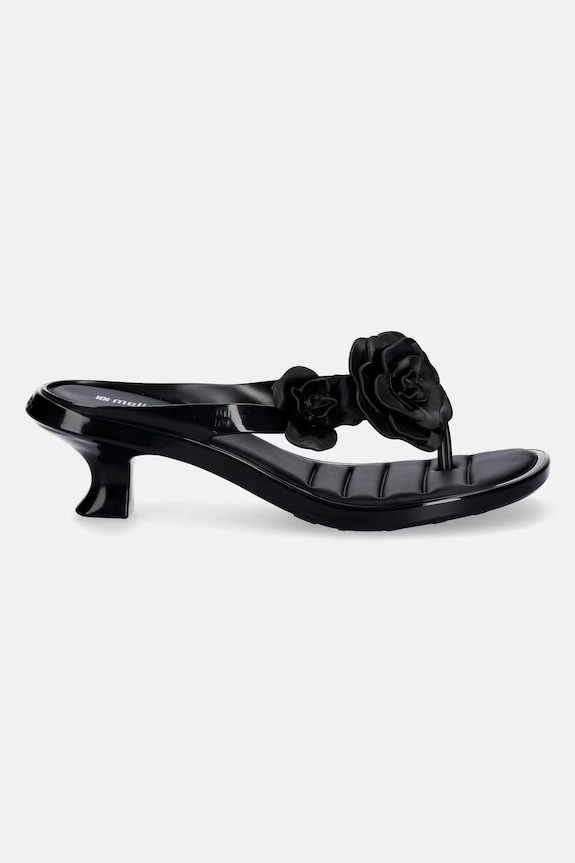 Melissa șlapi MELISSA THONG KITTEN HEEL PETALS AD M.38148.BW646 negru SS26