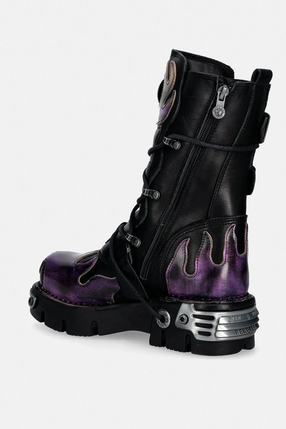 Παπούτσια Δερμάτινες μπότες New Rock ITALI NEGRO, PULIK FUEGO LILA, REACTOR NEGRO M.591.C41 μωβ