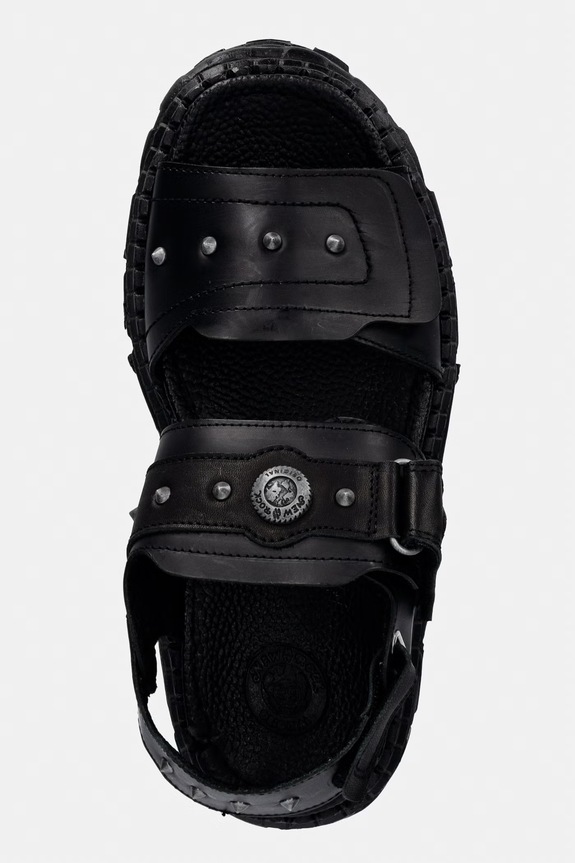 New Rock sandale pentru femei, din piele ANTIK NEGRO, ITALI NEGRO, TANK CASCO LATE negru M.BIOS123.C5