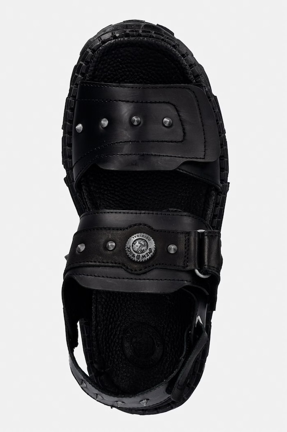 New Rock sandale pentru femei, din piele ANTIK NEGRO, ITALI NEGRO, TANK CASCO LATE negru M.BIOS123.C5