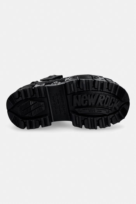 New Rock sandale pentru femei, din piele ANTIK NEGRO, ITALI NEGRO, TANK CASCO LATE M.BIOS123.C5 negru