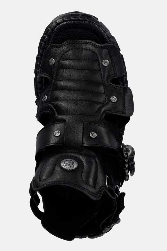 New Rock sandale pentru femei, din piele ITALI neagră TANK CASCO NEGRO PIN LATERA negru M.BIOS131.C2