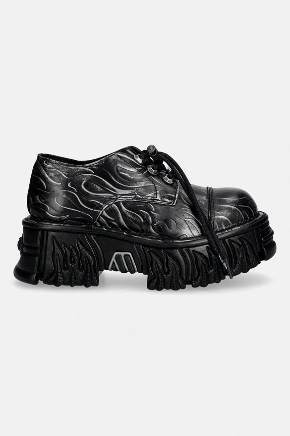 Kožené poltopánky New Rock GRABADO FUEGO PULIK ACERO CRUST NEGRO M.MILI253CCT.C1 čierna SS26