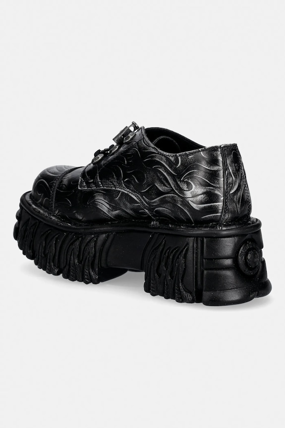 Obuv Kožené poltopánky New Rock GRABADO FUEGO PULIK ACERO CRUST NEGRO M.MILI253CCT.C1 čierna