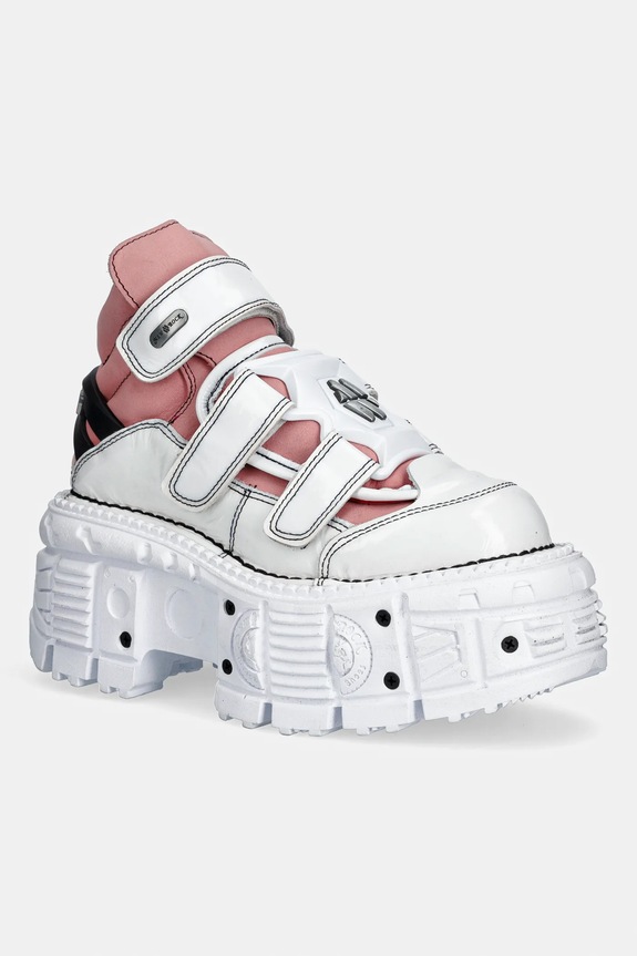 Δερμάτινα sneakers New Rock CHAROL ARRUGADO BLANCO, NOBUCK ROSA, TANK άλλο λευκό M.TANK008.C6