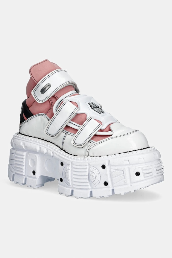 Δερμάτινα sneakers New Rock CHAROL ARRUGADO BLANCO, NOBUCK ROSA, TANK άλλο λευκό M.TANK008.C6