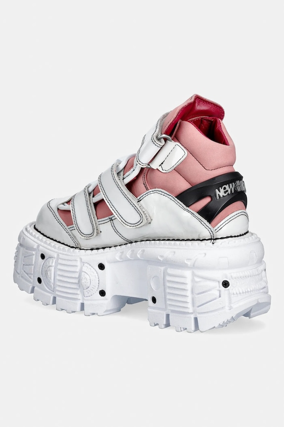 Παπούτσια Δερμάτινα sneakers New Rock CHAROL ARRUGADO BLANCO, NOBUCK ROSA, TANK M.TANK008.C6 λευκό