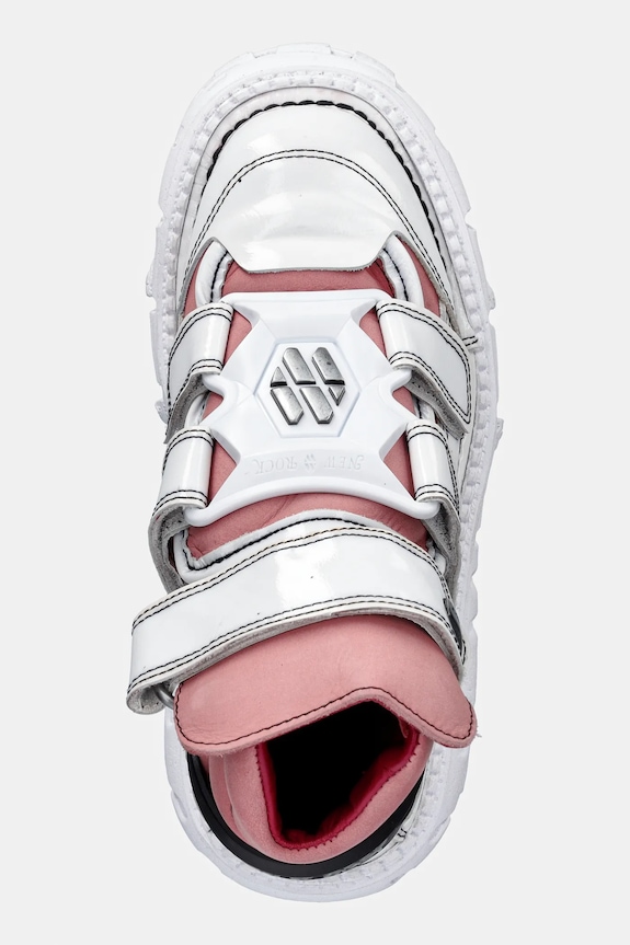 Δερμάτινα sneakers New Rock CHAROL ARRUGADO BLANCO, NOBUCK ROSA, TANK λευκό M.TANK008.C6