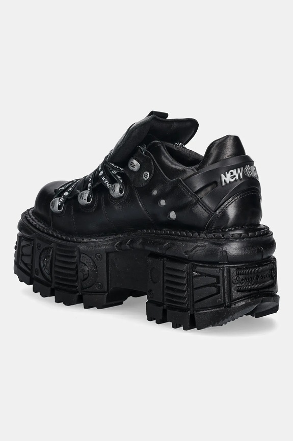 Scarpe New Rock sneakers in pelle ITALI NEGRO, TANK NE M.TANK120NSHLACE.S1 nero