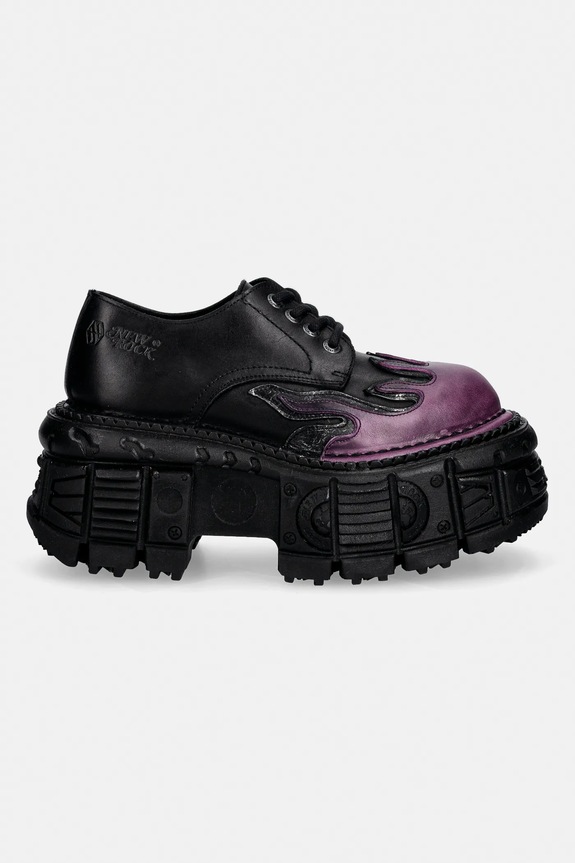 New Rock pantofi de piele NOMADA LILA, BOX PLANE, CRUST NEGRO M.TANK1553.C16 negru SS26