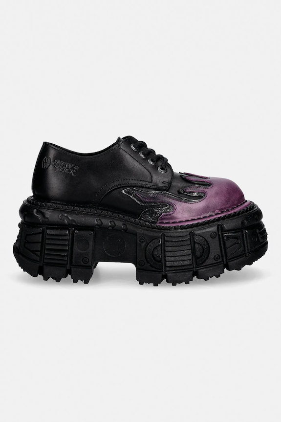 New Rock pantofi de piele NOMADA LILA, BOX PLANE, CRUST NEGRO M.TANK1553.C16 negru SS26