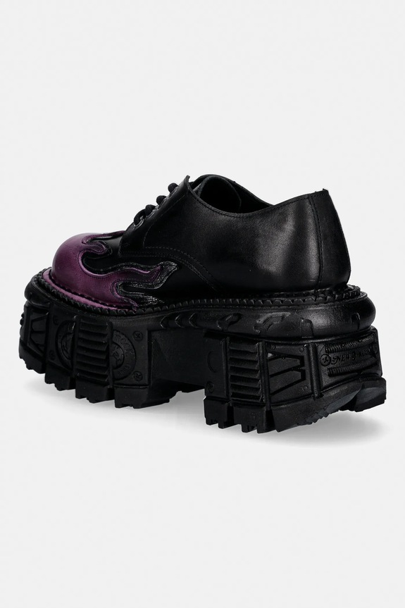 Încălțăminte New Rock pantofi de piele NOMADA LILA, BOX PLANE, CRUST NEGRO M.TANK1553.C16 negru