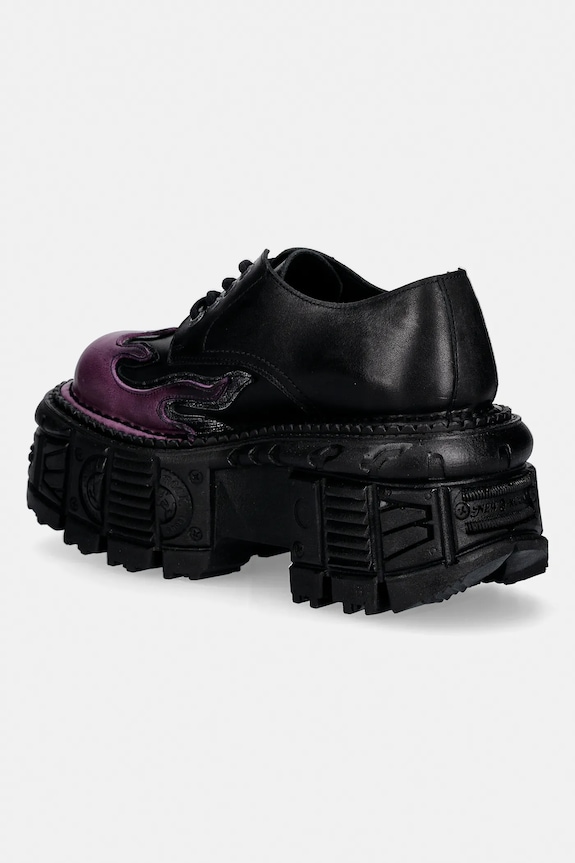 Încălțăminte New Rock pantofi de piele NOMADA LILA, BOX PLANE, CRUST NEGRO M.TANK1553.C16 negru