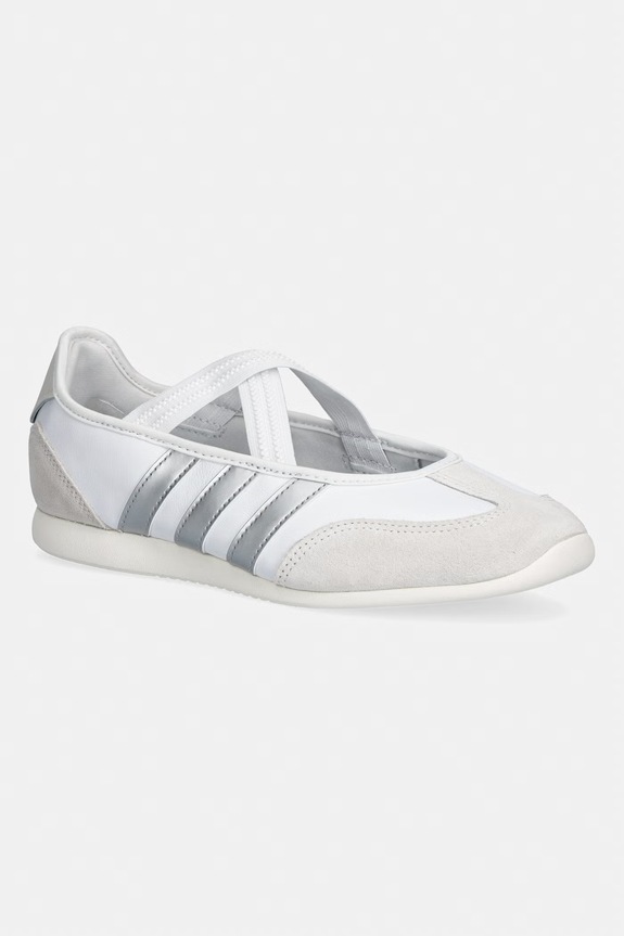 Kožne balerinke adidas Barreda Mary Jane brušena koža bijela HQ7400