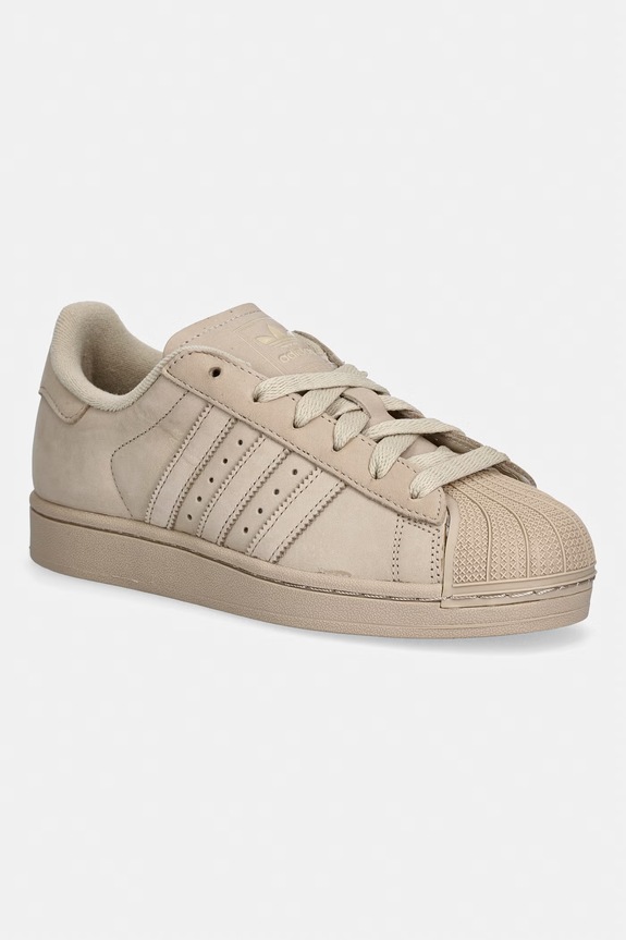 Tenisice od nubuk kože adidas Originals Superstar II ravni bež IH1611