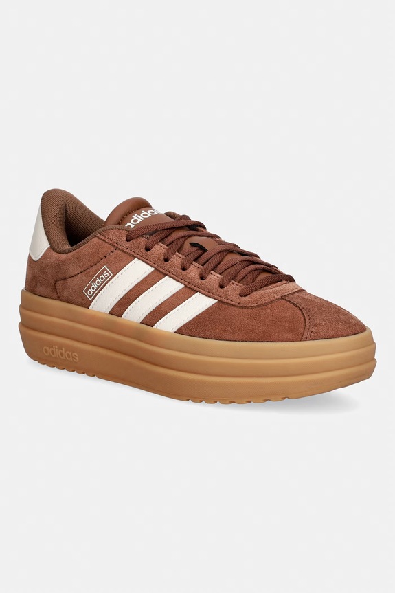 Semišové tenisky adidas VL Court Bold imitácia kože hnedá JH5340