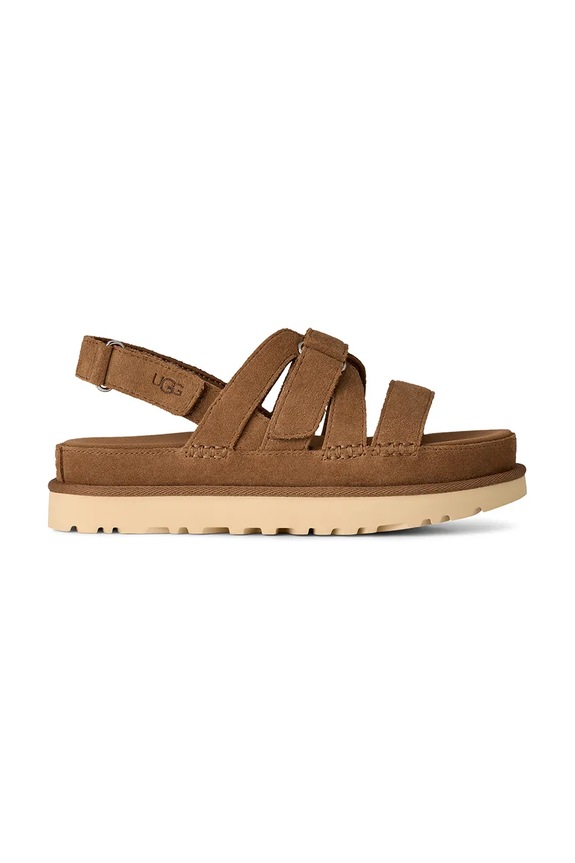 UGG sandały zamszowe W Goldenstar Gleam płaski brązowy 1175122.CHE