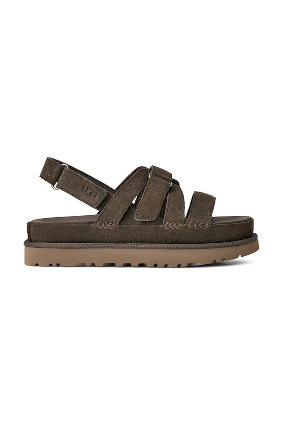 UGG sandały zamszowe W Goldenstar Gleam płaski brązowy 1175122.DNSS