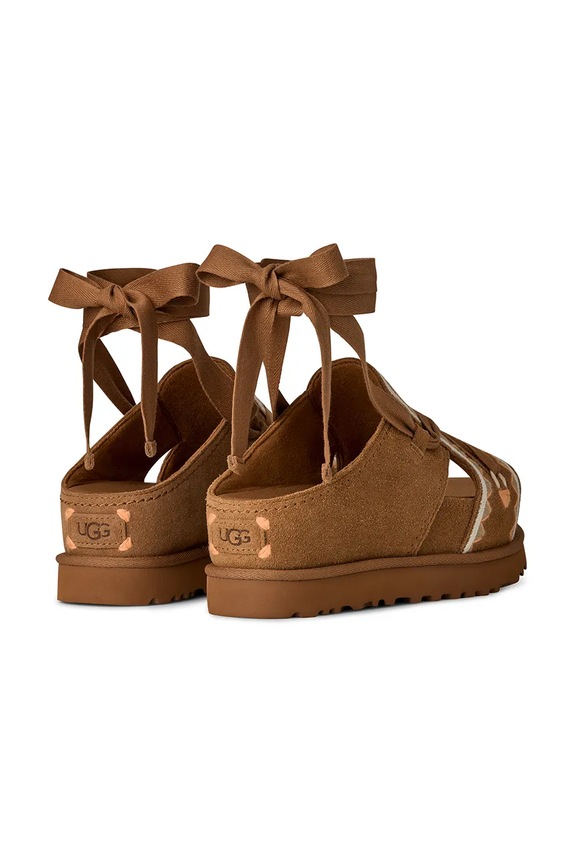 Încălțăminte UGG sandale din piele întoarsă W Goldenstar Hi Artistitch 1175133.CHMU maro