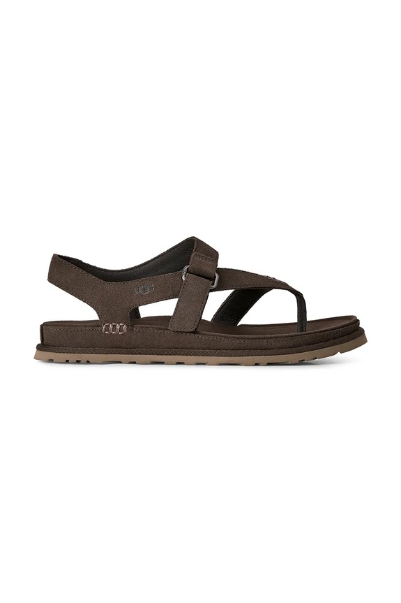 UGG sandały zamszowe W Goldengaze Toe Post płaski brązowy 1175134.DNSS