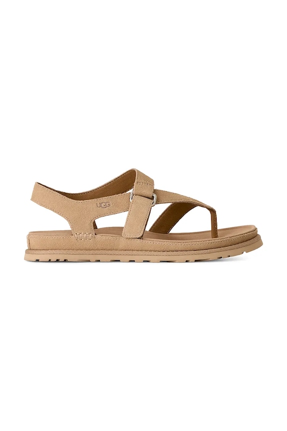 UGG sandale din piele întoarsă W Goldengaze Toe Post piele întoarsă bej 1175134.SAN