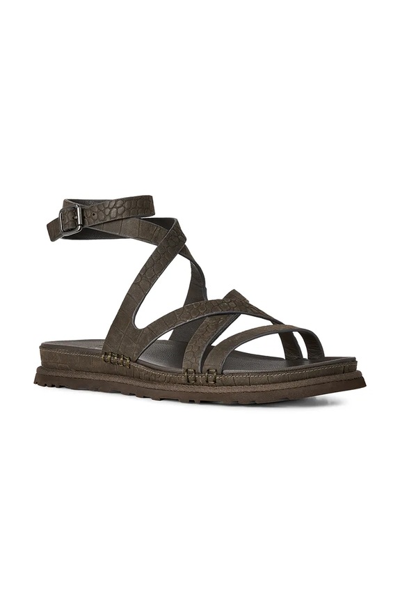 Δερμάτινα σανδάλια UGG W Goldengaze Embossed Ankle Wrap 1178570.DNSS καφέ SS26