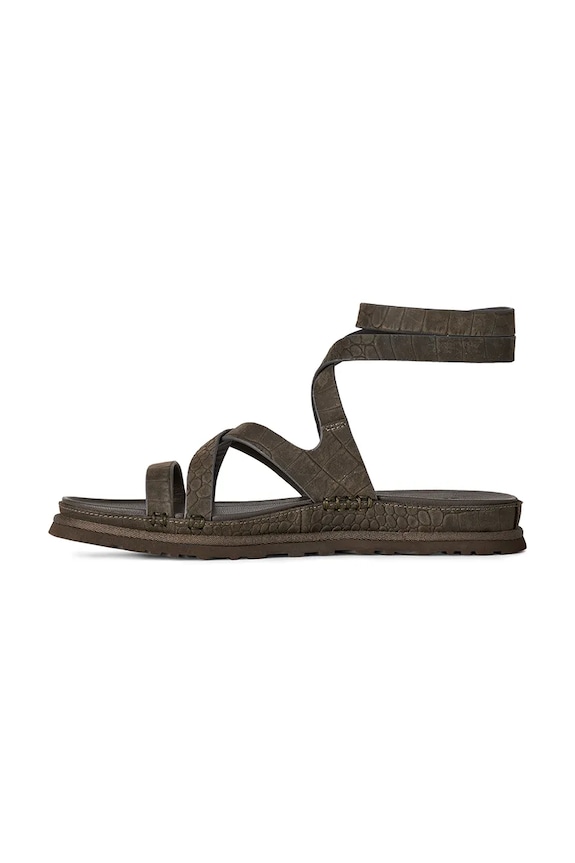 Δερμάτινα σανδάλια UGG W Goldengaze Embossed Ankle Wrap καφέ 1178570.DNSS
