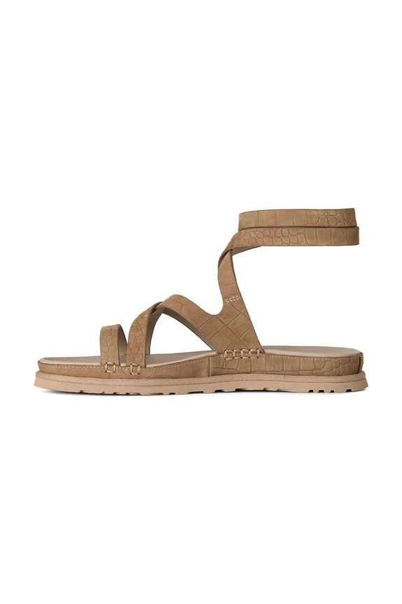 Δερμάτινα σανδάλια UGG W Goldengaze Embossed Ankle Wrap μπεζ 1178570.MDSD