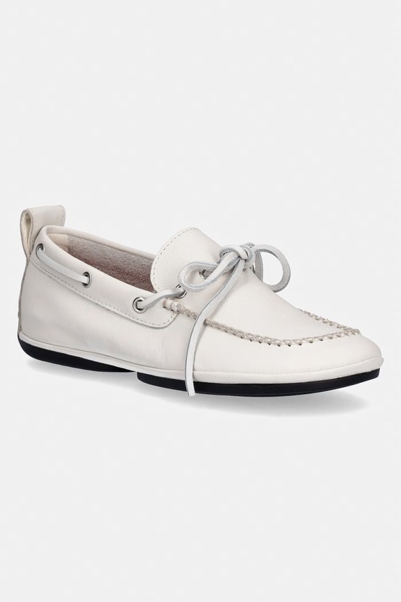 Δερμάτινα μοκασίνια Camper Right Nina φλατ λευκό K201848.004