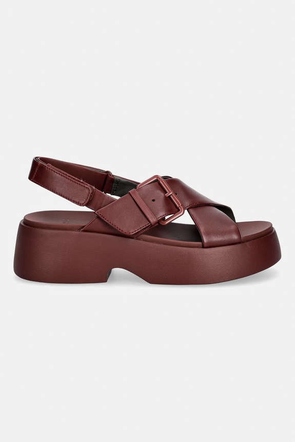 Camper sandále na platforme dámske kožené Tasha K201860.002 burgundské SS26