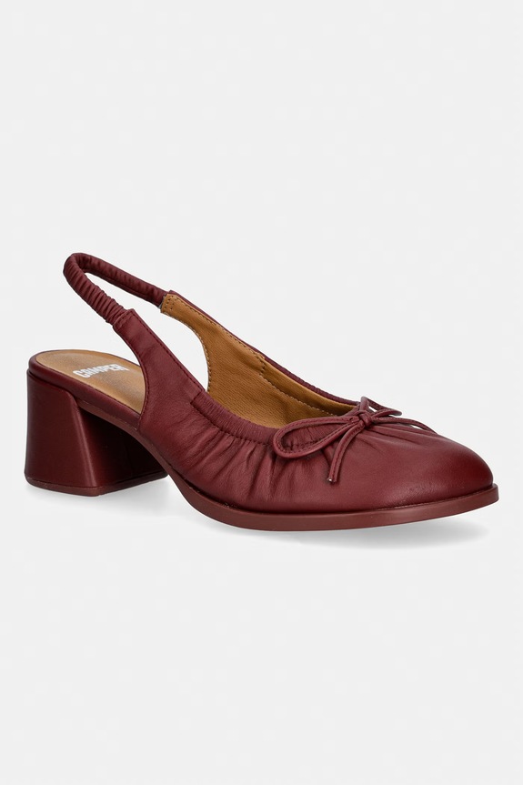 Camper tocuri cu călcâiul deschis piele Kora burgundia K201896.002
