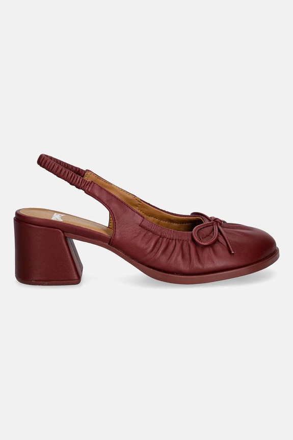 Camper tocuri cu călcâiul deschis piele Kora K201896.002 burgundia SS26