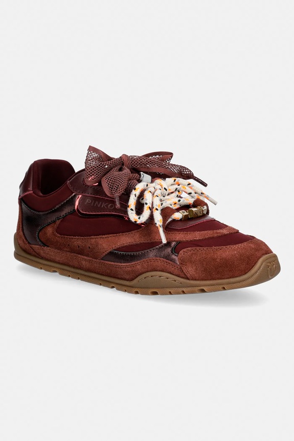 Pinko sneakers Yulia 01 piele întoarsă burgundia SS0185.P076.CR8