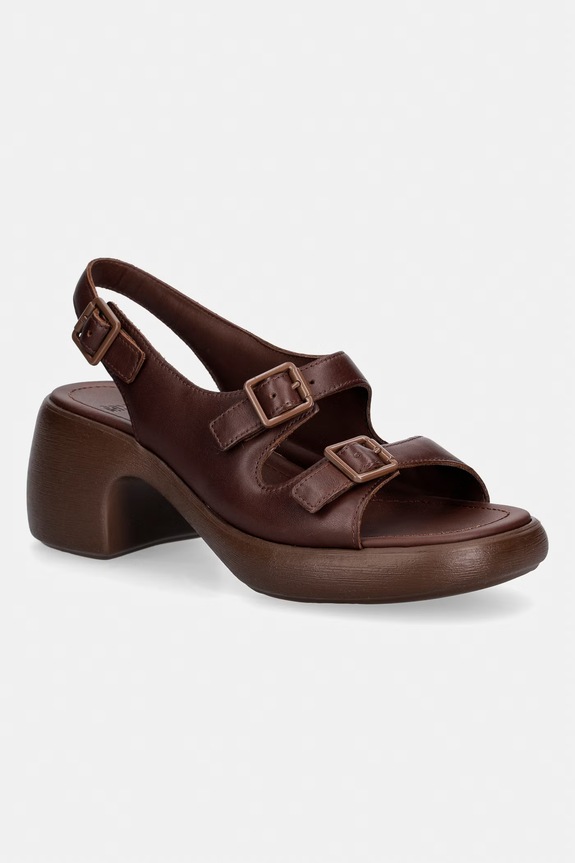 Camper sandály na vysokém podpatku kožené Thelma Sandal hnědá K201874.003