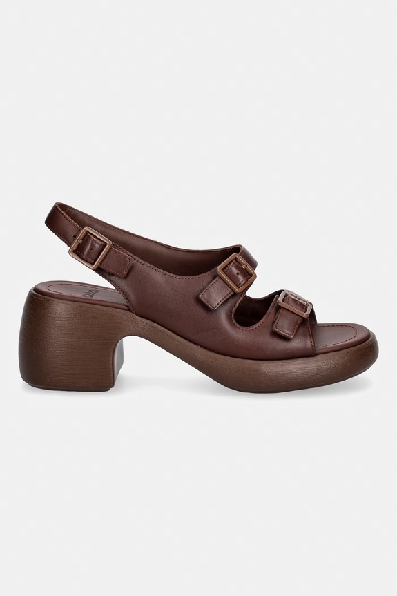 Camper sandály na vysokém podpatku kožené Thelma Sandal K201874.003 hnědá SS26