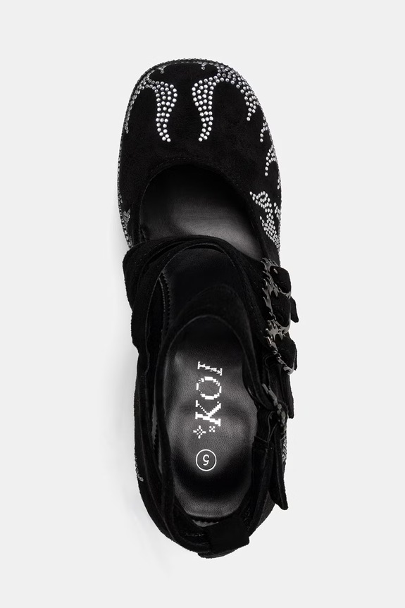 Koi Footwear czółenka na słupku Blazed Flames Strappy Heels czarny FG01