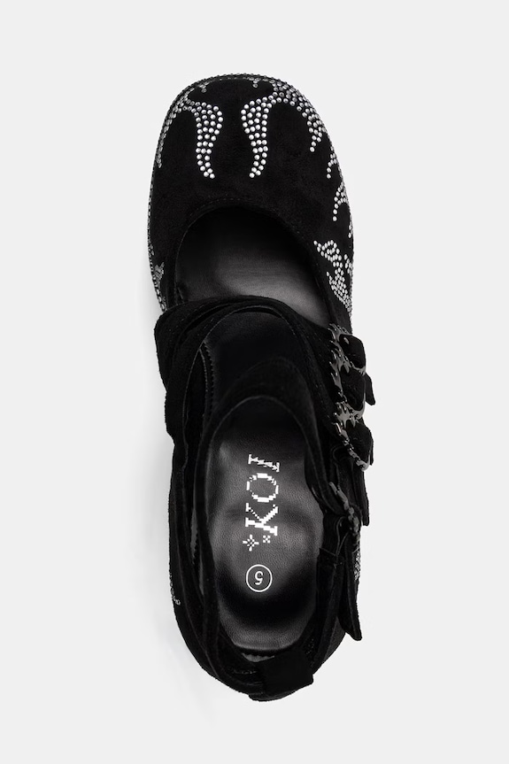 Koi Footwear czółenka na słupku Blazed Flames Strappy Heels czarny FG01
